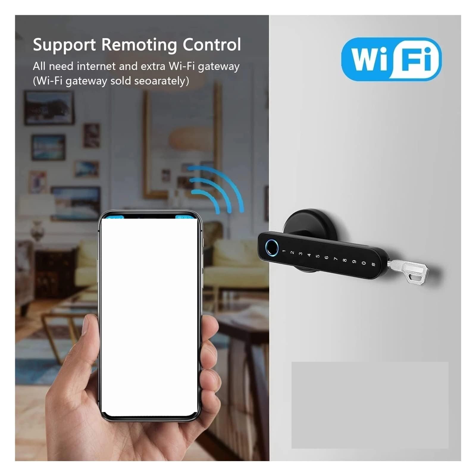 Cerradura Inteligente Para Puerta Con Huella Dactilar Y Teclado Código | Casa, Hotel, Oficina, Apartamento, Principal(T8 Silver)