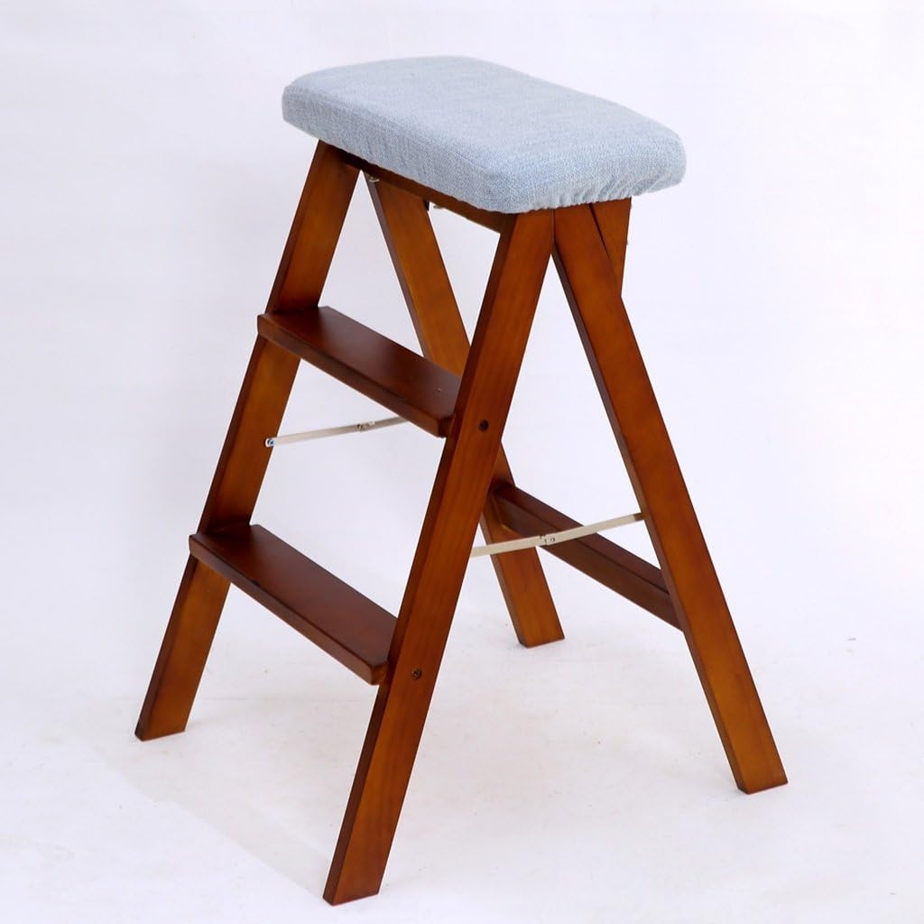 LUNEZY Folding Chair Stairs Multifunction Dual Use Birch Three Colors 3 Steps, 42 * 49 * 63CM (Color : 3#, Size : White)