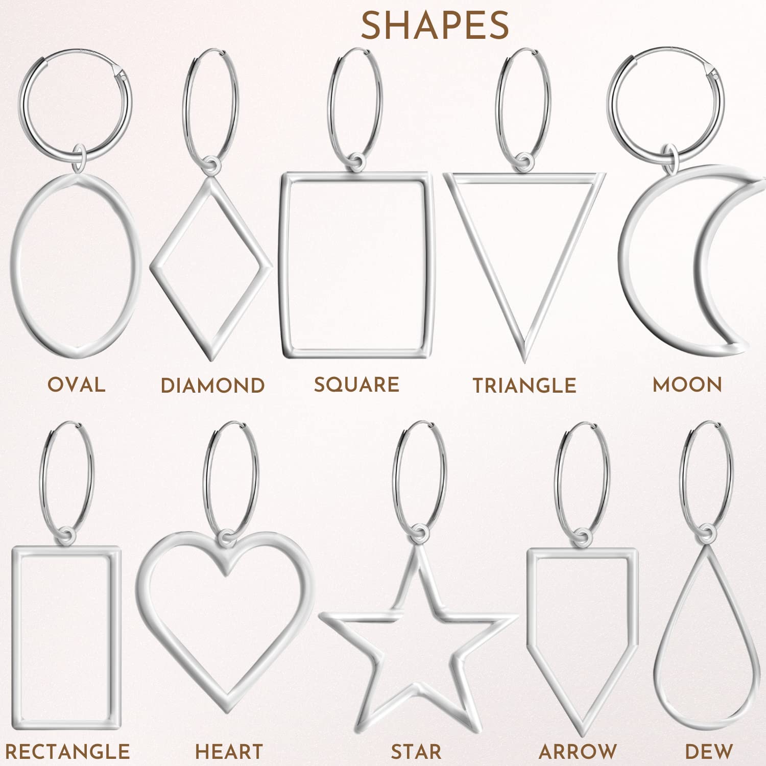 925 Sterling Dangling Hoop Earrings Heart Shape