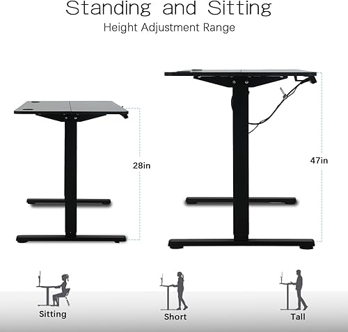 Miniatura 7 de Escritorio de pie, escritorio ajustable de 48 pulgadas para oficina en casa, escritorio de pie con elevación eléctrica, escritorio de pie de altura