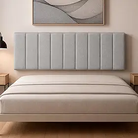 Cabeceira King Size Painel Suspenso 195 cm Cama Box Estofado Linho (Linho Cinza)