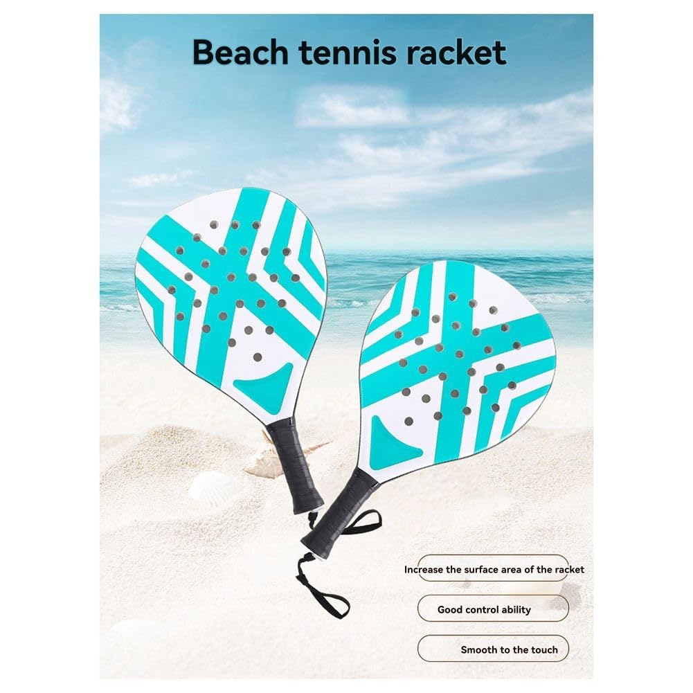 Lot 2 Raquettes Padel avec Cage,Idéales pour Le Tennis et Le Contrôle Sportif. sont Dotées Trous Intelligents pour Une Utilisation en Extérieur,Balles et d'un Sac Transport.