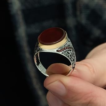 Agate Aqeeq Men Ring, Men Silver Ring 925, Yemeni Aqeeq Ring Men, Turkish Ring Man, Ring With Stone, Gemstone Ring For Men