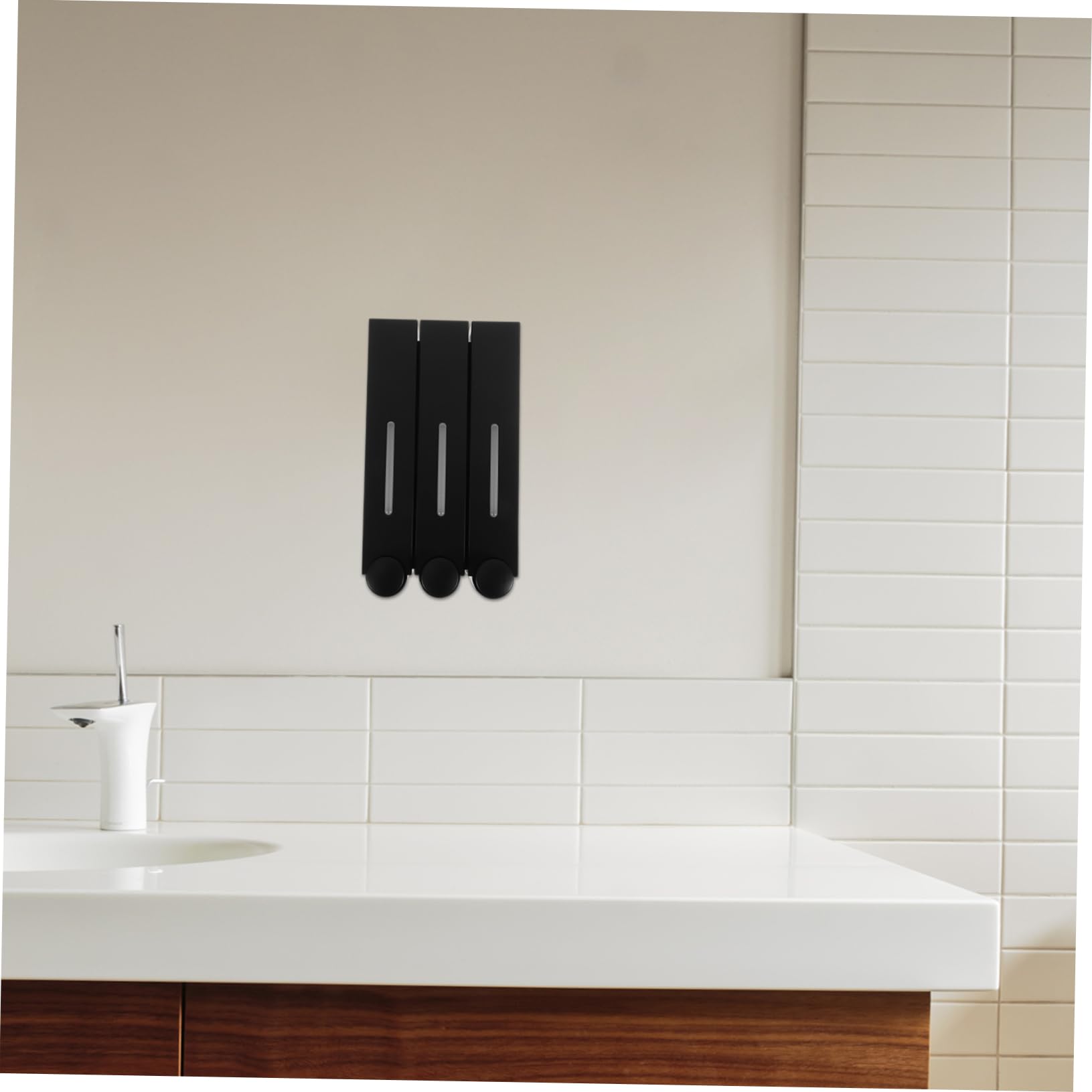 Dispensador de Jabón de Ducha Negro de 3 Compartimentos, Abs PVC