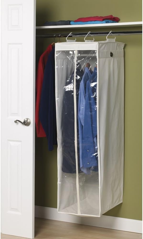 Household Essentials 311332 Hanging Wardrobe Garment Storage Bag | Natural Canvas : Home & Kitchen