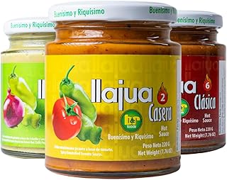 B&R Foods™ Llajuas Trio - Authentic Bolivian Hot Sauces (Mild, Medium & Hot) | Gluten-Free | Perfect for BBQs, TexMex, Pizza, Burgers & Fries | 7.76 oz. (220 g.) Jar (Pack of 3)