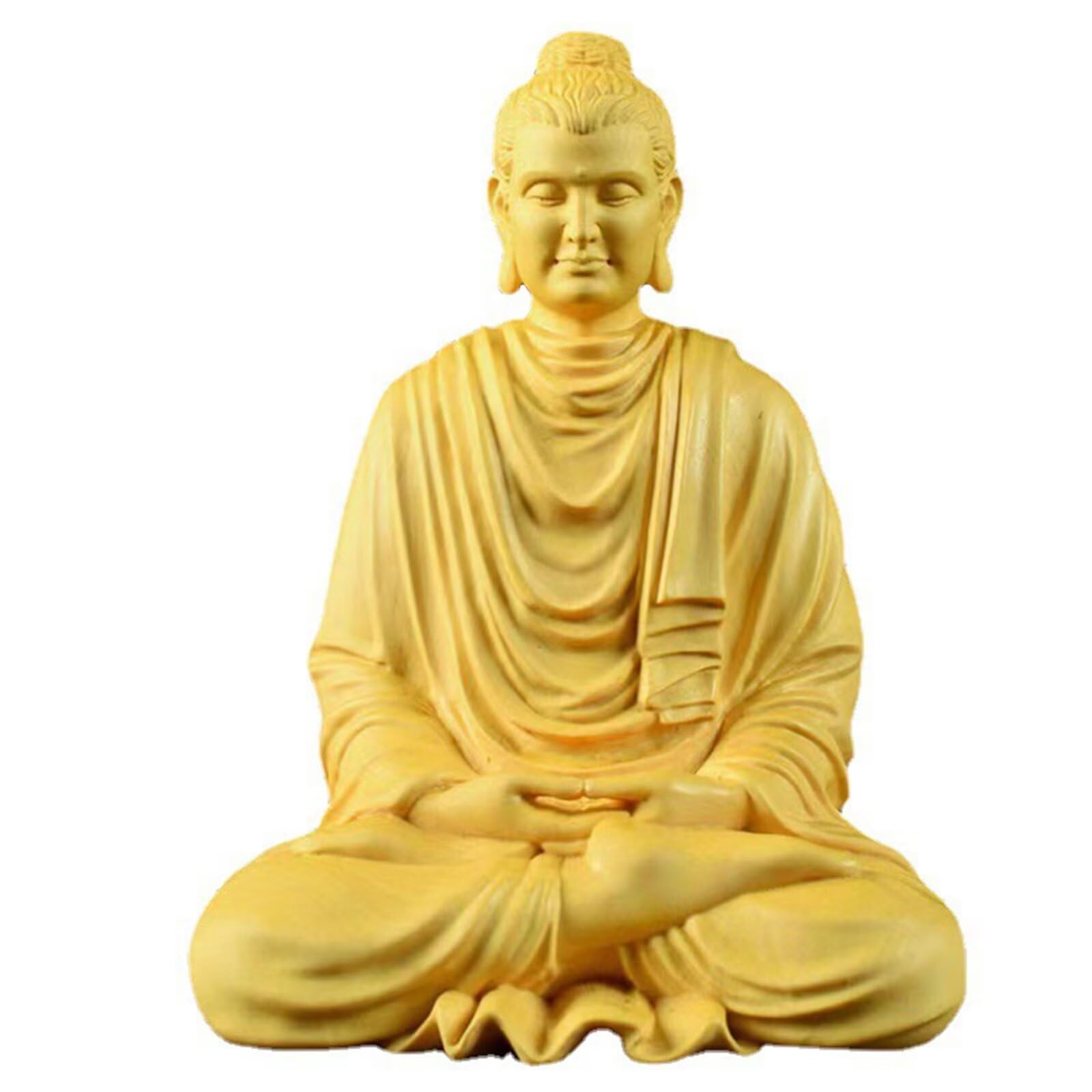 Wooden Shakyamuni Buddhist Figure Statue Solid Wood Hand Carving
