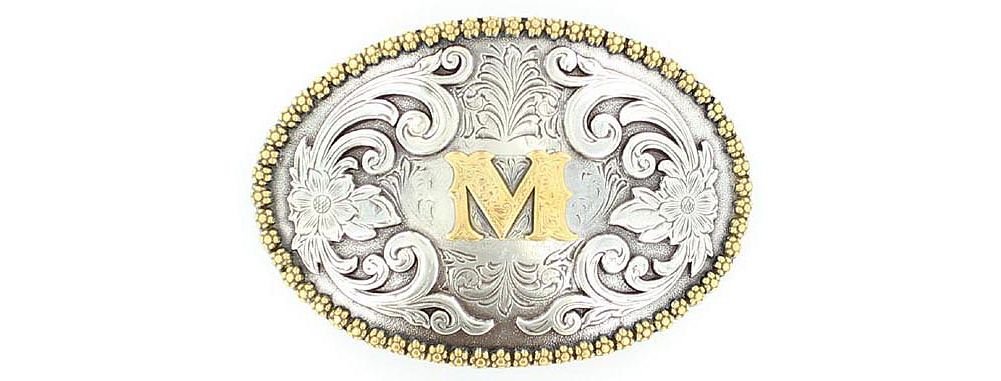 M&FM F Western Products Womens MF M Initial Belt Buckle Silver
