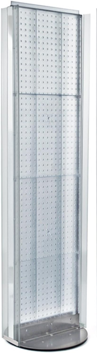 Styrene Clear 2 Sided Pegboard Floor Display16W x 60H Inches with Revolving Base