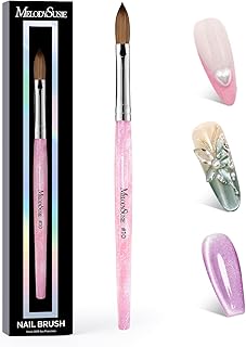 MelodySusie Kolinsky Acrylic Nail Brush,66% Kolinsky Hair,Professional Nail Art Brush for Acrylic Application, Aurora Collection Fine Glitter Brush, Size 10