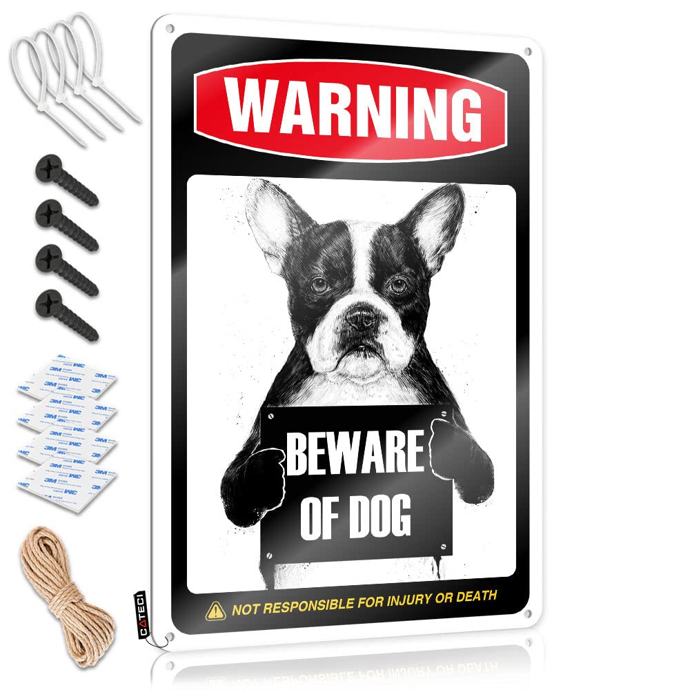 HELIOFORGE Tin Signs Beware Of Dog Sign Beer Signs For Bar Funny Kitchen Signs(30X40CM)