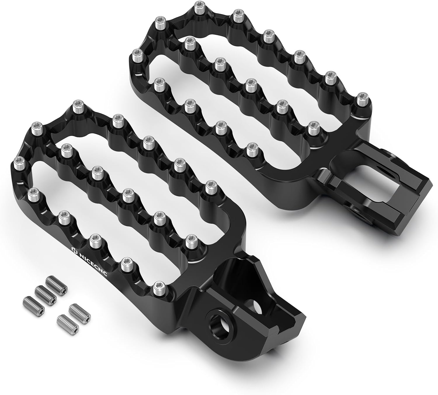 NICECNC Black Motorcycle Wide Foot Pegs Footrest Compatible with KTM 125-500 XC XCF SX SXF 2017-2022 125-500 EXC EXCF 2017-2023,Compatible with Husqvarna 125-501 TE FE 2017-2023,See Fitment