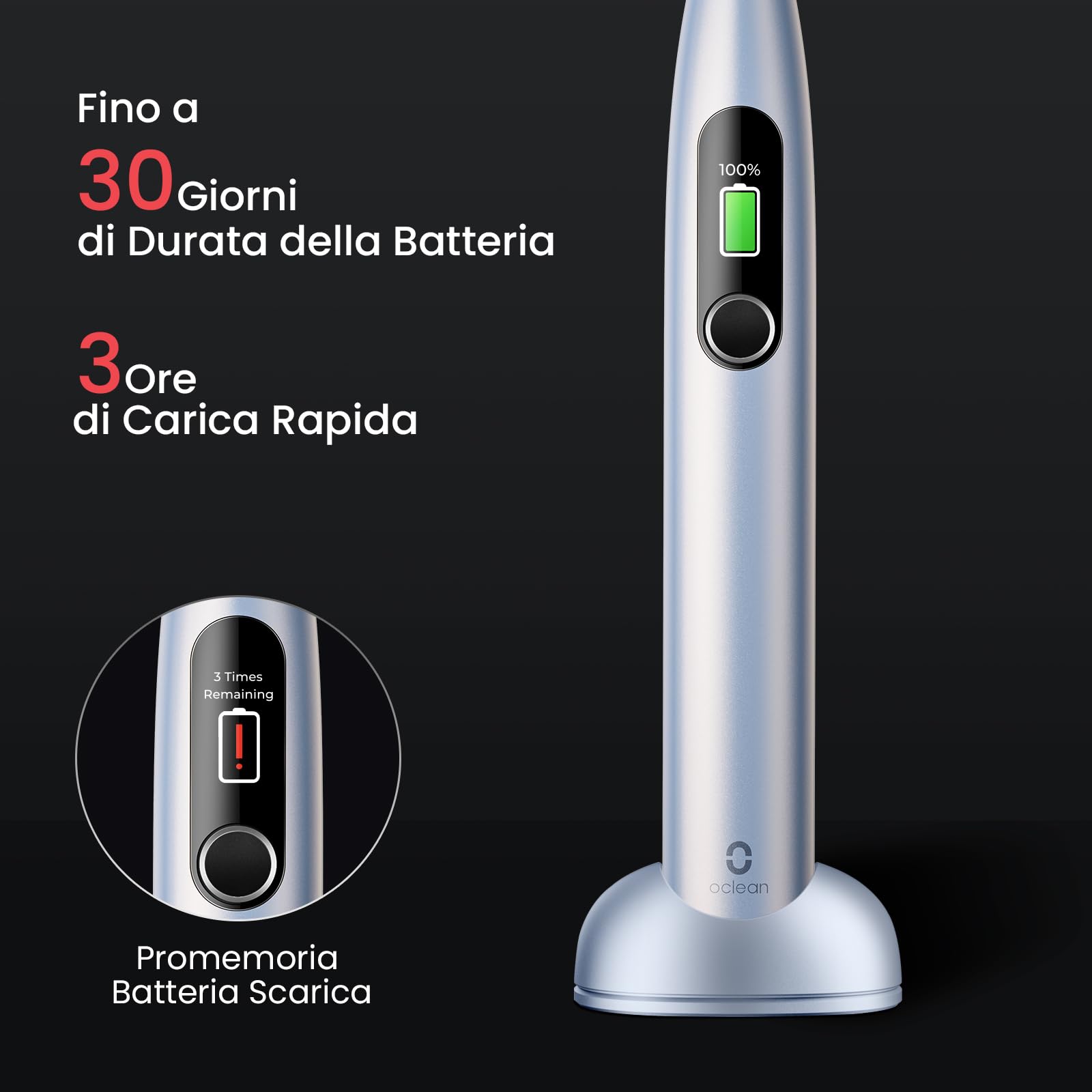 Oclean Spazzolino elettrico X Series Pro Digital Gift Set, 6 Teste di spazzole, Custodia da viaggio, Touch screen intelligente, 3 Modalità, 30 Giorni, IPX7,Argento