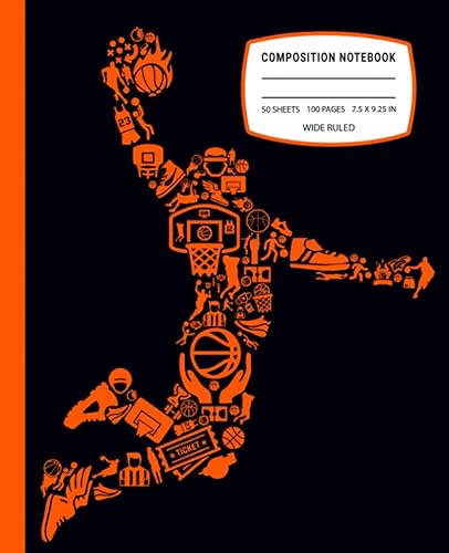 Composition Notebook: Wide Ruled Basketball Composition Notebook Back to School Supplies for Boys and Girls Great Gift for Students and Teachers ... New Year and Birthday Gift. (Volume 1)