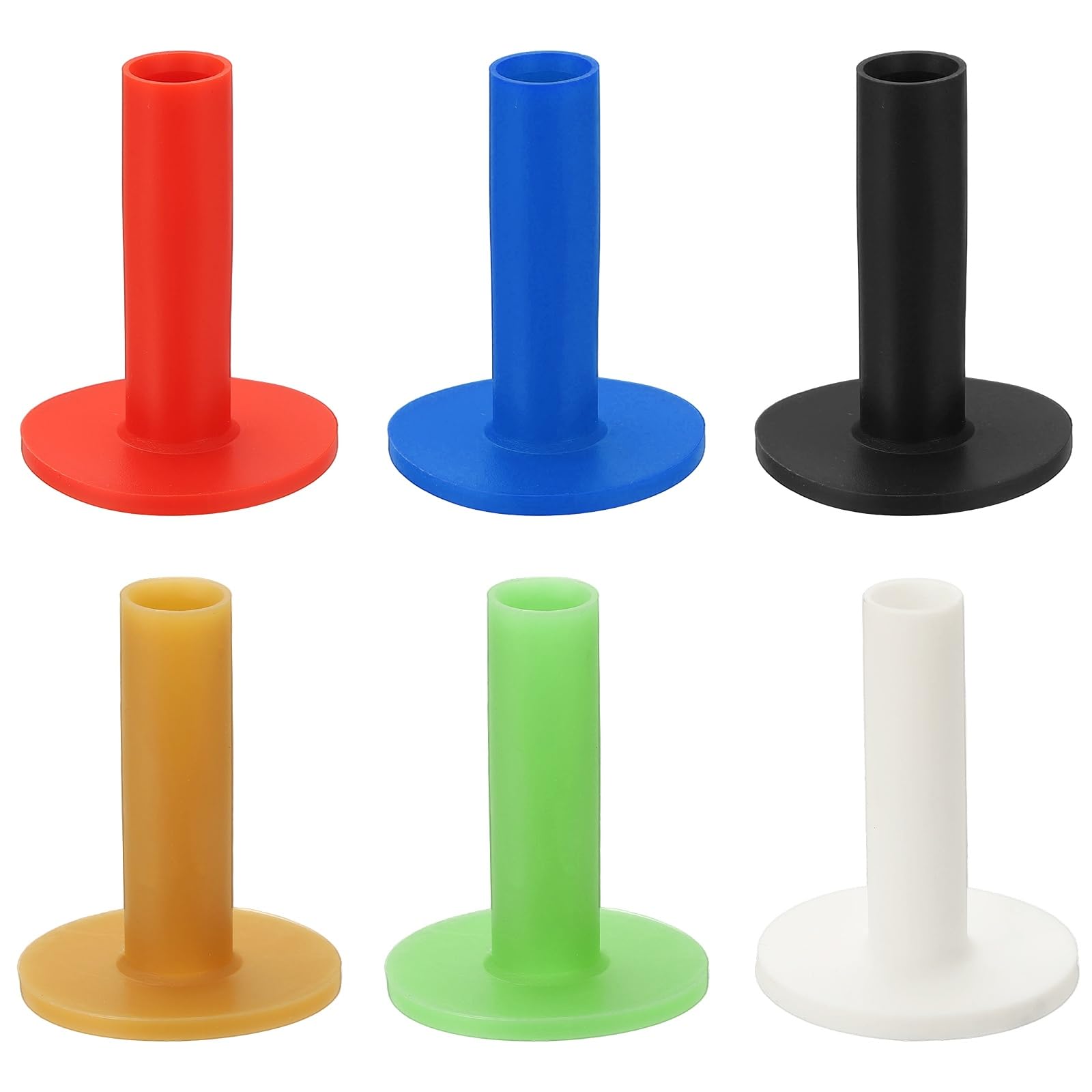 YELARXI Rubber Golf Practice Tee, Driving Tee 2.6 Inch & 6 Pack & Rubber & 6 Colors-Fitting for (Indoor/Outdoor/Golf Hitting Mats/Courses/Backyards/Lawns)