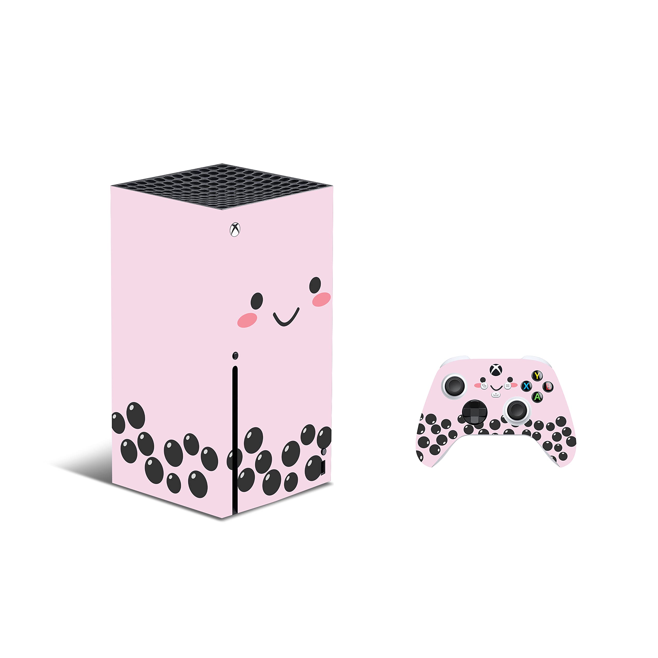 Compatible for Xbox Series X Skin, Series X Skin Cover, Pastel Pink Bubble Tea Lover Boba Cute Milktea, Durable & Fit, 3M Vinyl, Easy to Install, Made in The USA