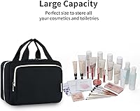 Vista 7 de Narwey Neceser colgante para mujer, bolsa de artículos de tocador para viaje, tamaño esencial, accesorios, A-Negro, Large