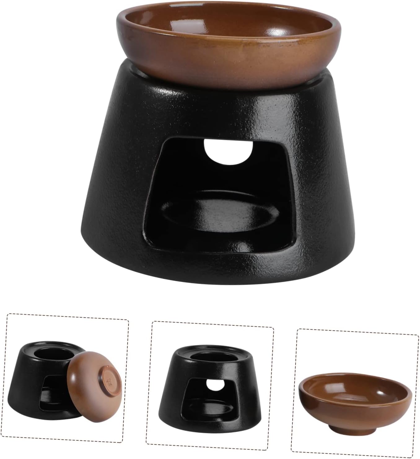 Ceramic Tea Warmer for Teapot Natural Heating Stove Essential Home Office Accessory for Tea Lovers for Various Teapot Candle Not Included