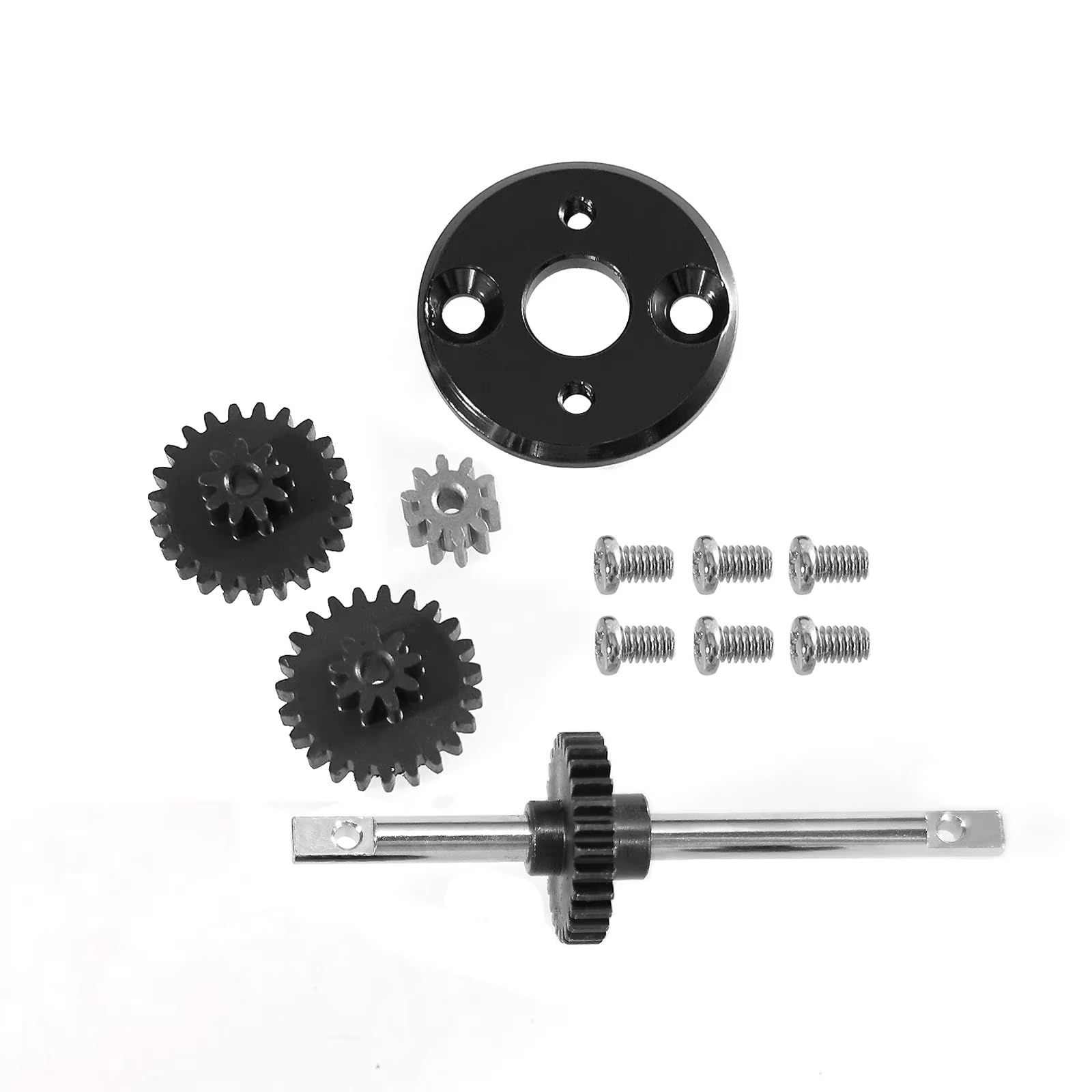 Recambios Rc Para MN 78 Para MN82 1/12 Kit Engranajes Transmisión Metal Piñón Motor Soporte Motor 370 Pieza Mejora Coche RC(Black)