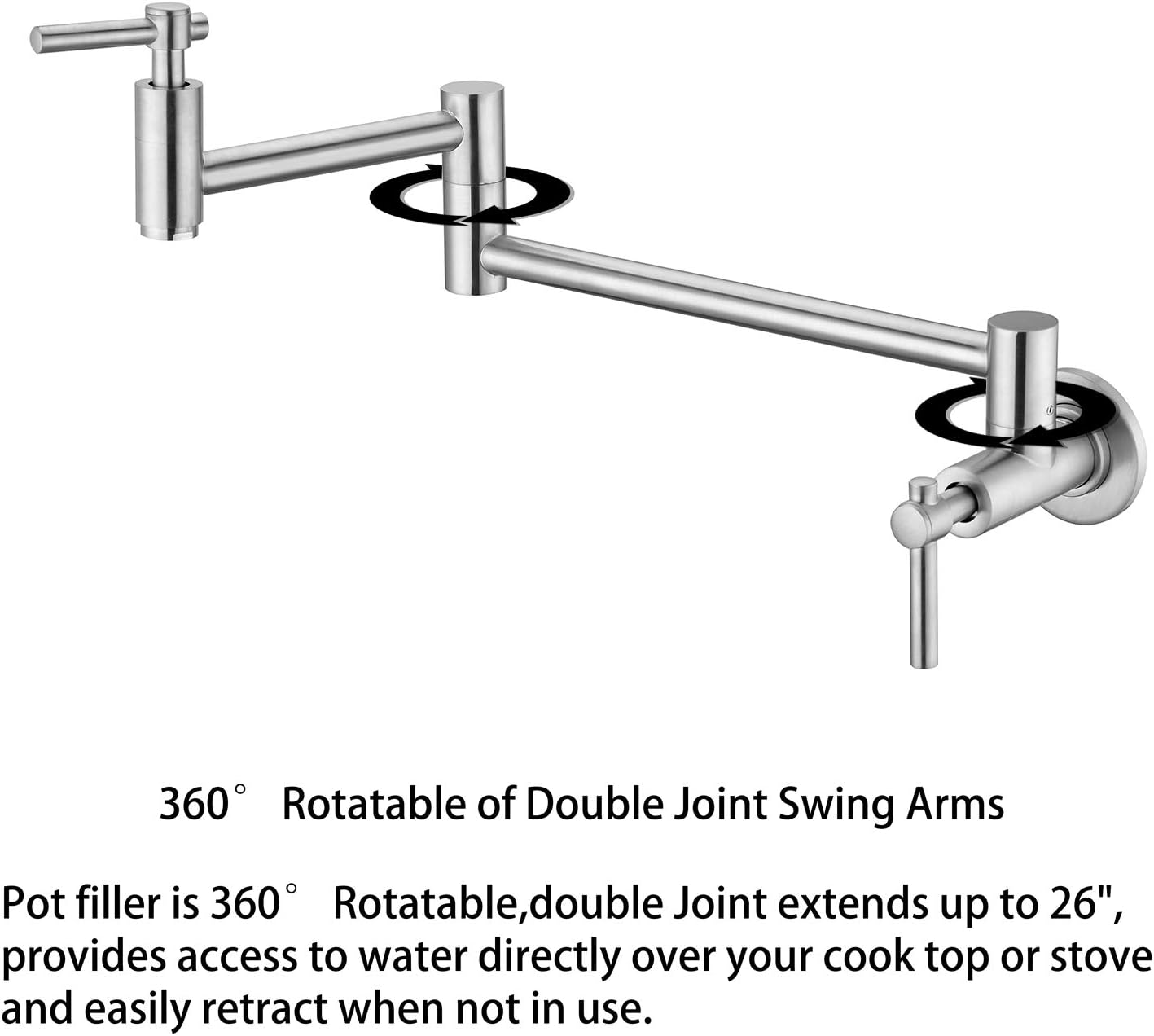 🔥 Pot Filler Faucet, Brass Kitchen Faucet Wall Mount Gold Lead-Free, Double Joint Swing Arm Sink Faucet, Articulating Wall Mount Two Handle Folding Stretchable Faucet Brushed Nickel Exclusive Discount 60% Price Pot Filler Faucet, Brass Kitchen Faucet Wall Mount Gold Lead-Free, Double Joint Swing Arm Sink Faucet, Articulating Wall Mount Two Handle Folding Stretchable Faucet Brushed Nickel