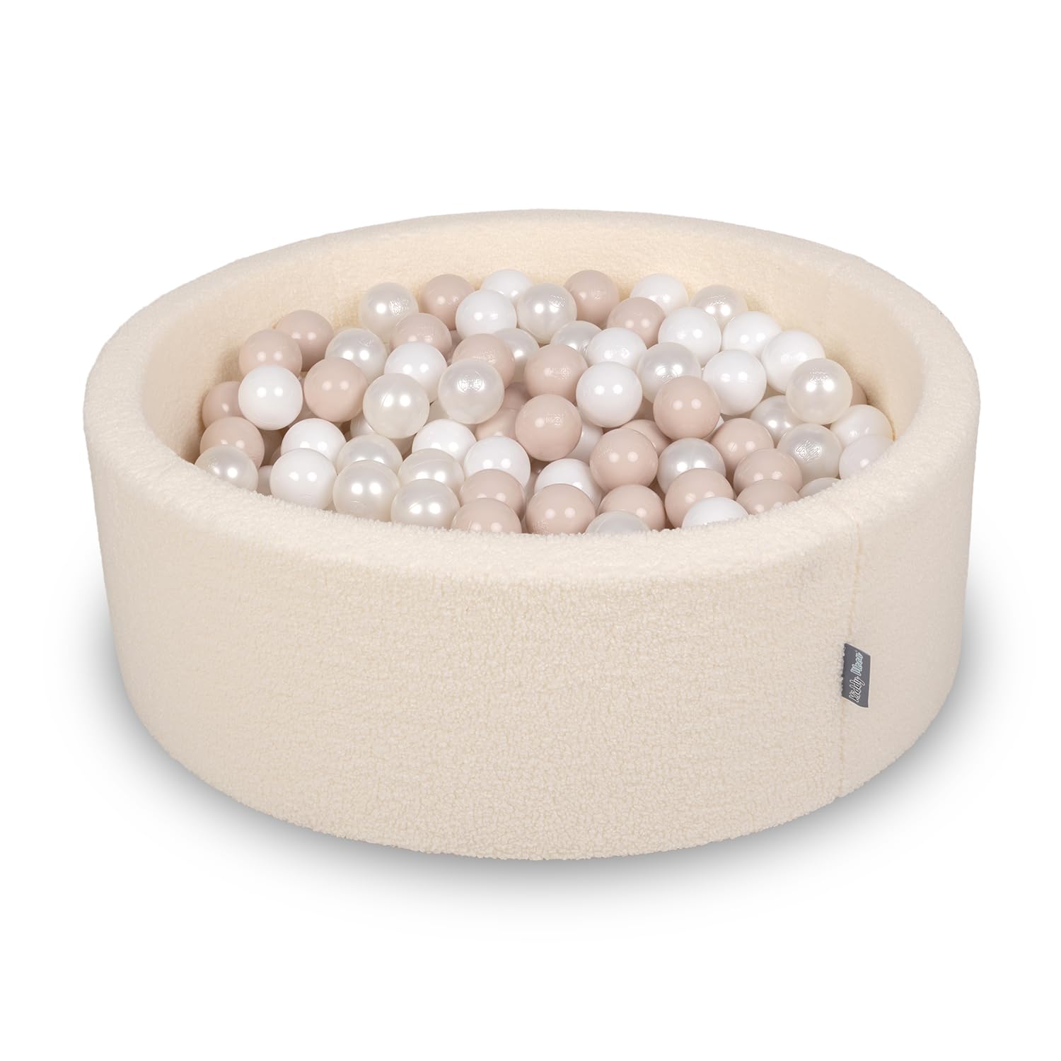 KiddyMoon Bällebad Für Baby Mit Teddy-Plüsch, Größere 7 cm Bälle Für Eine Vollere Füllung, Ab 8 Monaten, Abnehmbarer Bezug