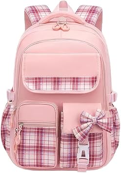 Backpack Student Backpack With Multiple Pockets, Large Capacity, Breathable And Lightweight Schoolbag With Reflective Strips Pink