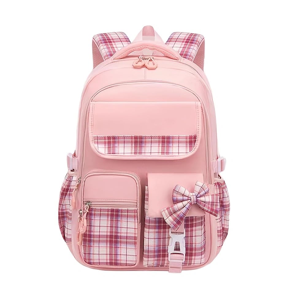 Backpack Student Backpack With Multiple Pockets, Large Capacity, Breathable And Lightweight Schoolbag With Reflective Strips (Pink)