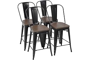 FDW Modern Industrial Bar Stool Set of 4: Elevate Your Space with Style and Functionality