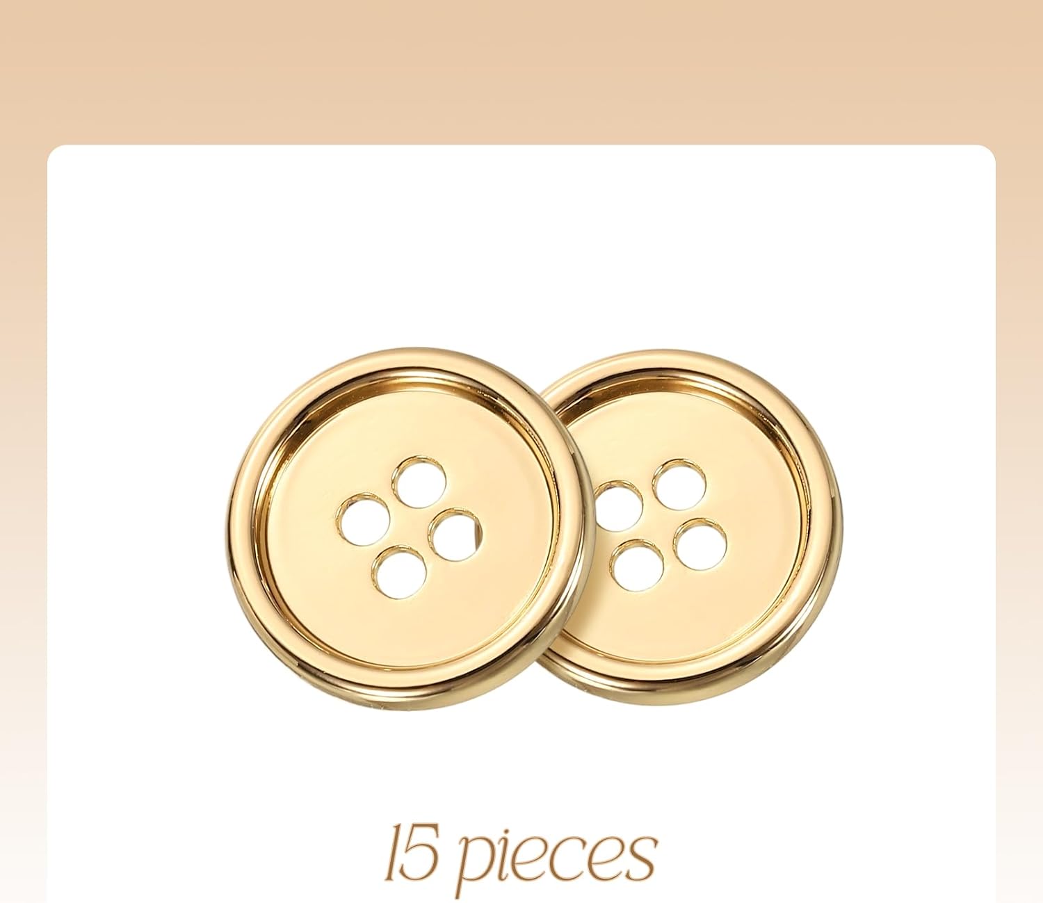 HARFINGTON 15pcs Metal Button 18mm (0.71") 4 Holes Alloy Round Buttons Craft Sewing Accessories for Clothing DIY Crafts Decoration, Gold image 3