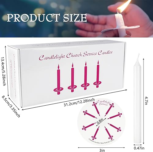 Miniatura 6 de 150 paquetes de velas de iglesia blancas sin perfume sin humo con protectores de goteo para servicio devocional de vigilia a la luz de las velas.