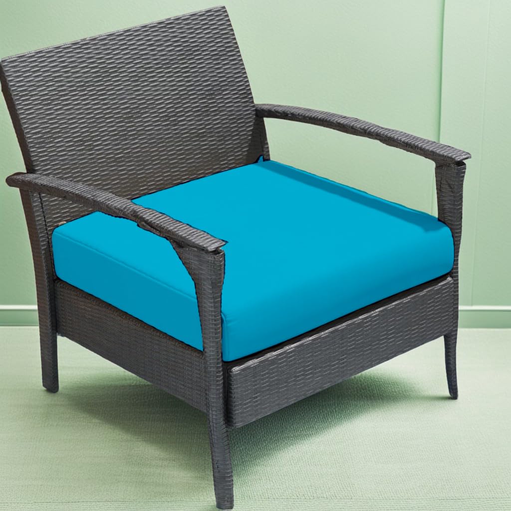 A ATH COLLECTION Seat Pads Cushion for Rattan Garden Furniture 100% Water Resistant Garden Patio Chair Cushions Kitchen Dining Living Room Coffee Shop ALL-PURPOSE Use (Turquoise, 20"X20"X4")