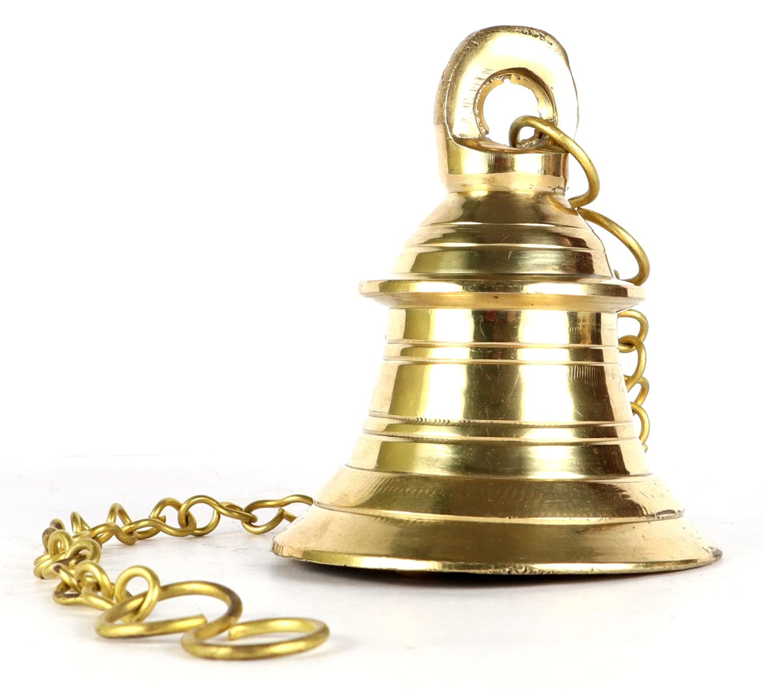 ASHIRWADBrass Small Bell with 15 inches Chain for hanging at Temples, Housewarming (Bell-04)