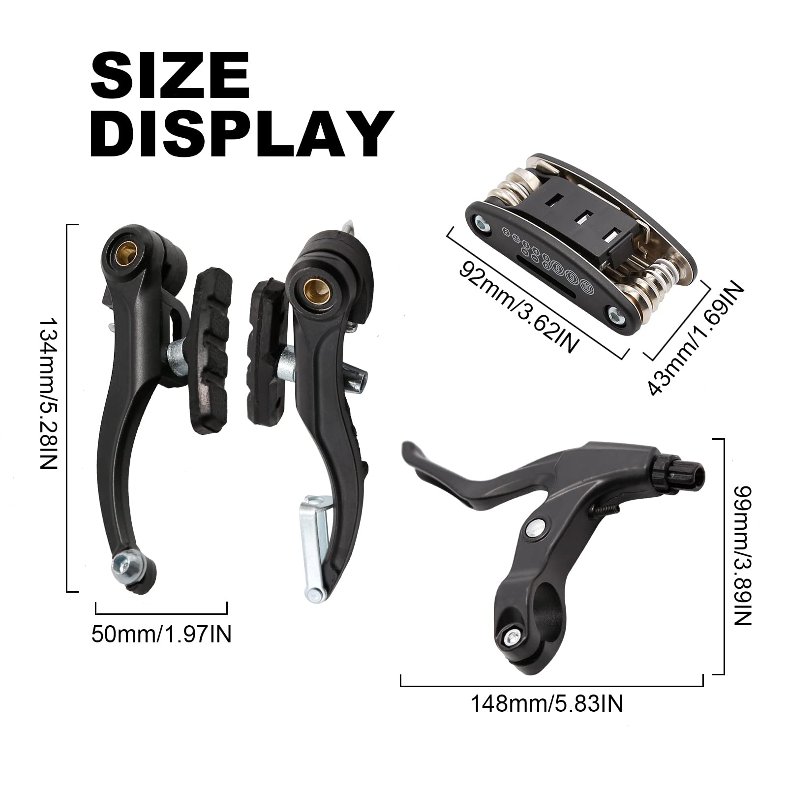 Juego completo de frenos de bicicleta, juego de cables de freno de bicicleta para bicicleta tipo V, freno delantero y trasero MTB con cables interiores y exteriores y kit de palanca de