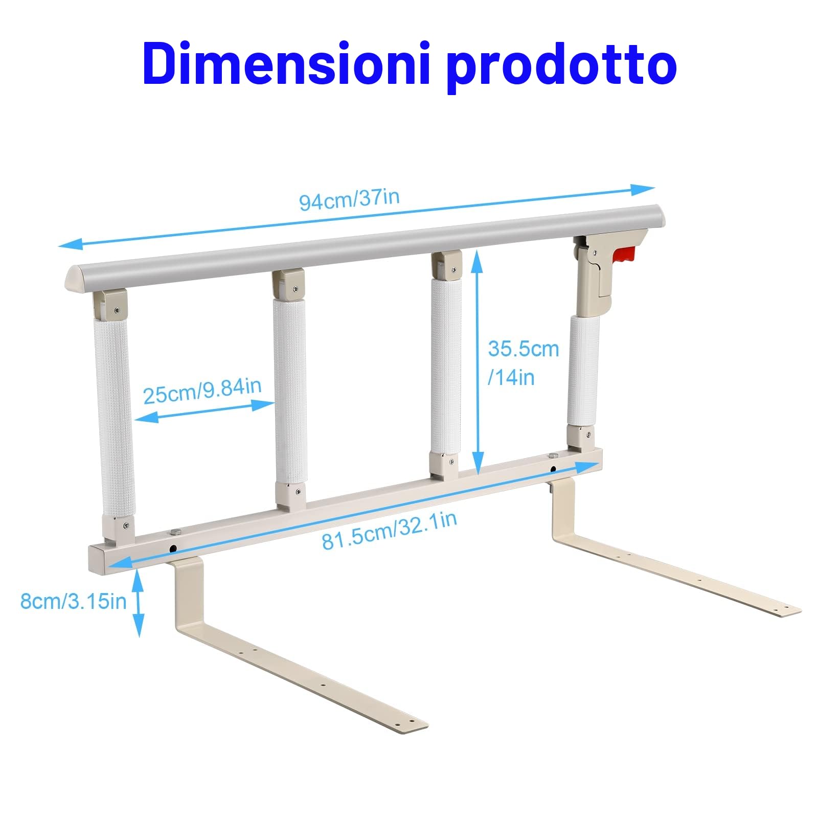 Sponde per letto Anziani Pieghevoli Sponda letto Anziani Sbarre per letto anziani barriera di protezione per disabili ospedalieri 97 x 40 cm