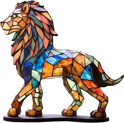 PHILISENMALL Escultura de animales, león, dragón, zorro, estatuas coloridas, adornos de habitación, artesanía creativa, estatua de mesa, adecuada