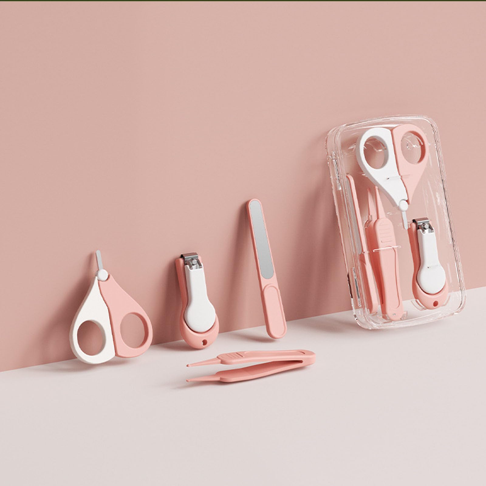 Baby-Nagelschneider, 4-in-1 Baby-Nagelknipser-Set, Nagelfeile und Pinzette, Baby-Maniküre-Set für Neugeborene, Säuglinge und Kleinkinder, Muttertagsgeschenke (Rosa)