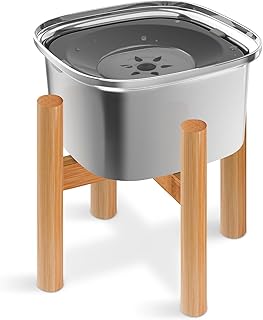 Decflow 3L Elevated Dog Water Bowl, Stainless Steel Raised Food Dispenser with Stand, Large