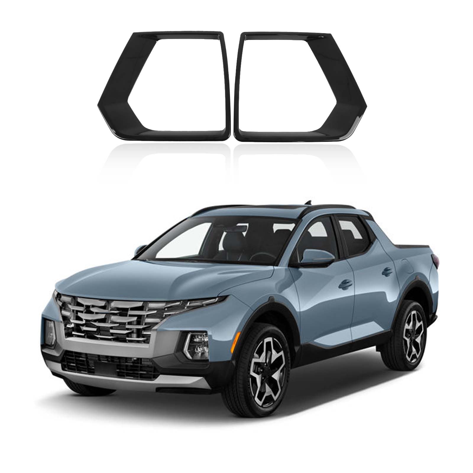Front Fog Light Frame Cover Trim for Santa Cruz 2022 2023 2024 Accessories, ABS Car Fog Light Lamp Guard Cover Decor 2Pcs (Glossy Black)