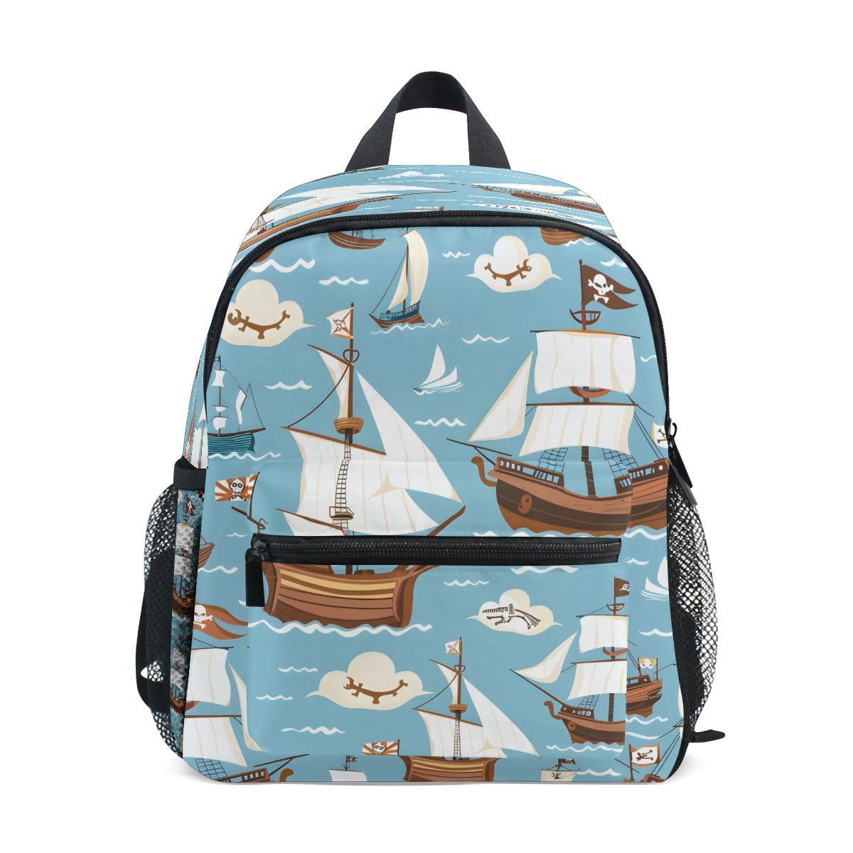 ALAZA Pirate Ship Ocean Blue Toddler Backpack Kid's School Bag Preschool Kindergarten Elementary School for Boys Girls