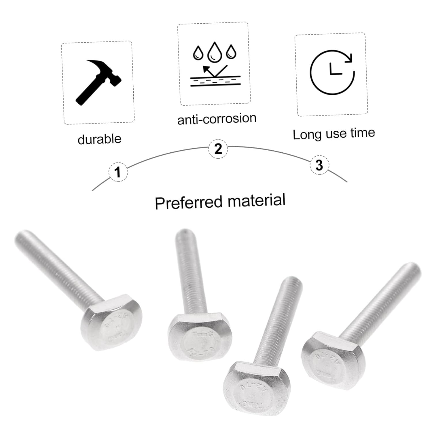 T Slot Bolts 10pcs Stainless Steel M6x45 for Woodworking Use