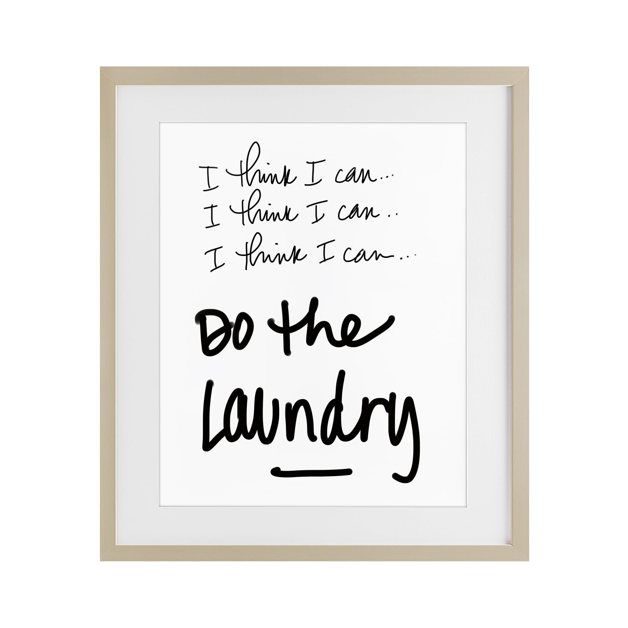 Affiche Think I Can Do Laundry encadrée verre Stupell Industries décoration marron