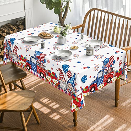 Horaldaily 4th of July Tablecloth 60x84 Inch, Patriotic Truck Watercolor Flag Independence Day Memorial Day Table Cover for Party Picnic Dinner Decor by Horaldaily - Image 2