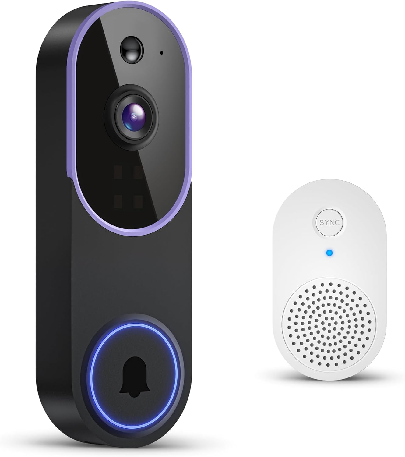 Telecamera per campanello wireless 1080P con ricevitore, rilevamento umano intelligente, conversazione bidirezionale, visualizzazione dal vivo, visione notturna, solo WiFi 2.4G