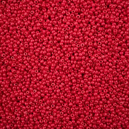 Czech Glass Seed Beads 11/0 (2.1mm Diameter) Terra Intensive Red DIY Jewelry Making Beadss - 250g Bulk Bag by Preciosa (Jablonex)