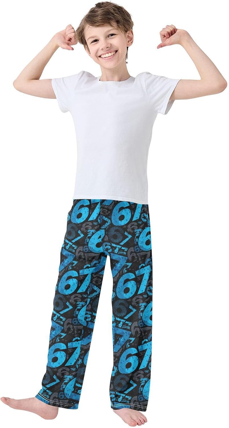 Pfrewn 67 Pattern Pajama Pants Soft PJ Long Sleep Lounge Bottoms Ages 6-14 Years - Image 3