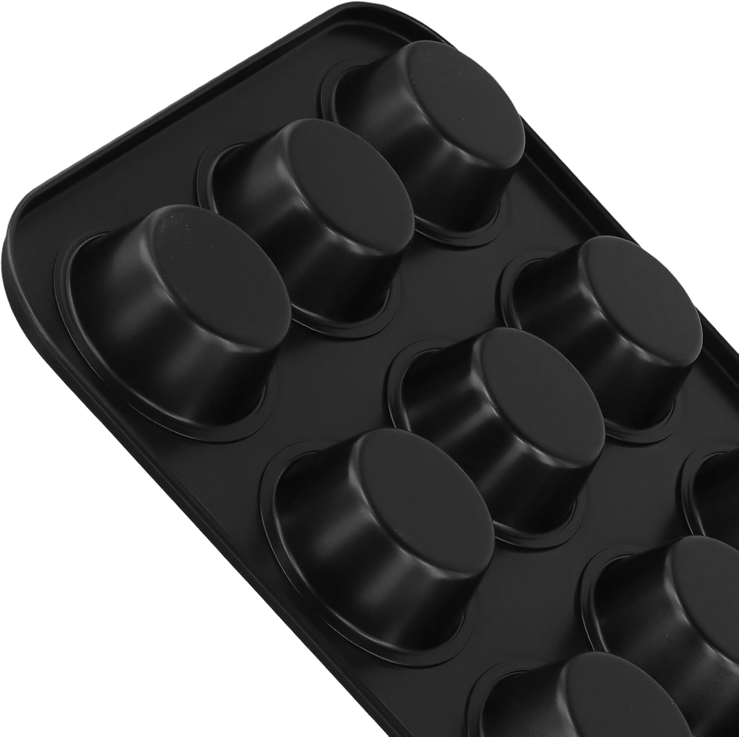 4 Pack 12 Cup Small Muffin Top Pan, 2.6 inch Nonstick Steel Baking Whoopie Pies Muffin Cupcake Pan for Eggs Bites, Cookies, Cupcakes, Black