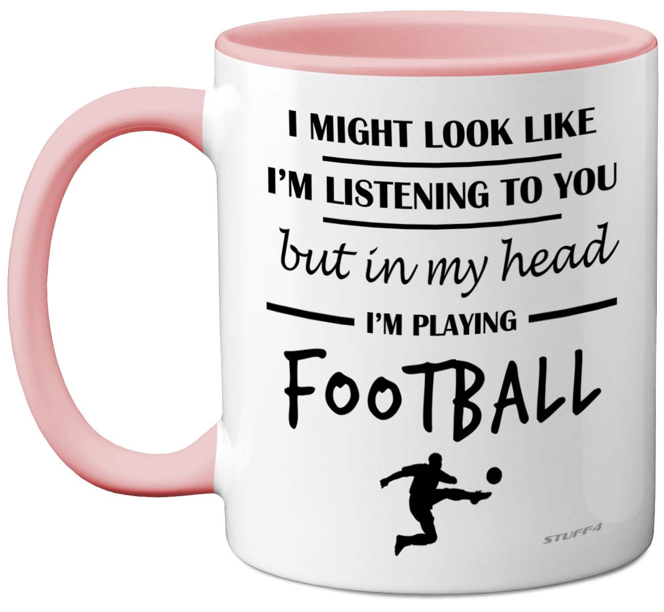 Stuff4 Football Gifts, in My Head I'm Playing Football Mug, Funny Gift for Footy Players Footie Lover Presents
