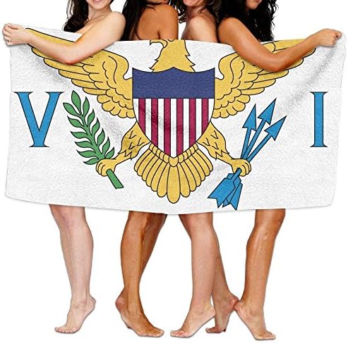 Beach Towel Flag of The United States Virgin Islands 80" X 130" Soft Lightweight Absorbent for Bath Swimming Pool Yoga Pilates Picnic Blanket Towels