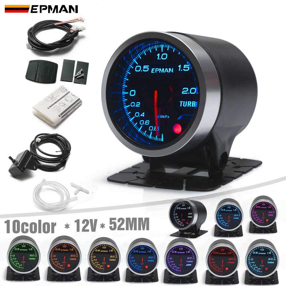Epman EPXX707 Turbo Boost Gauge with blue backlight and included components