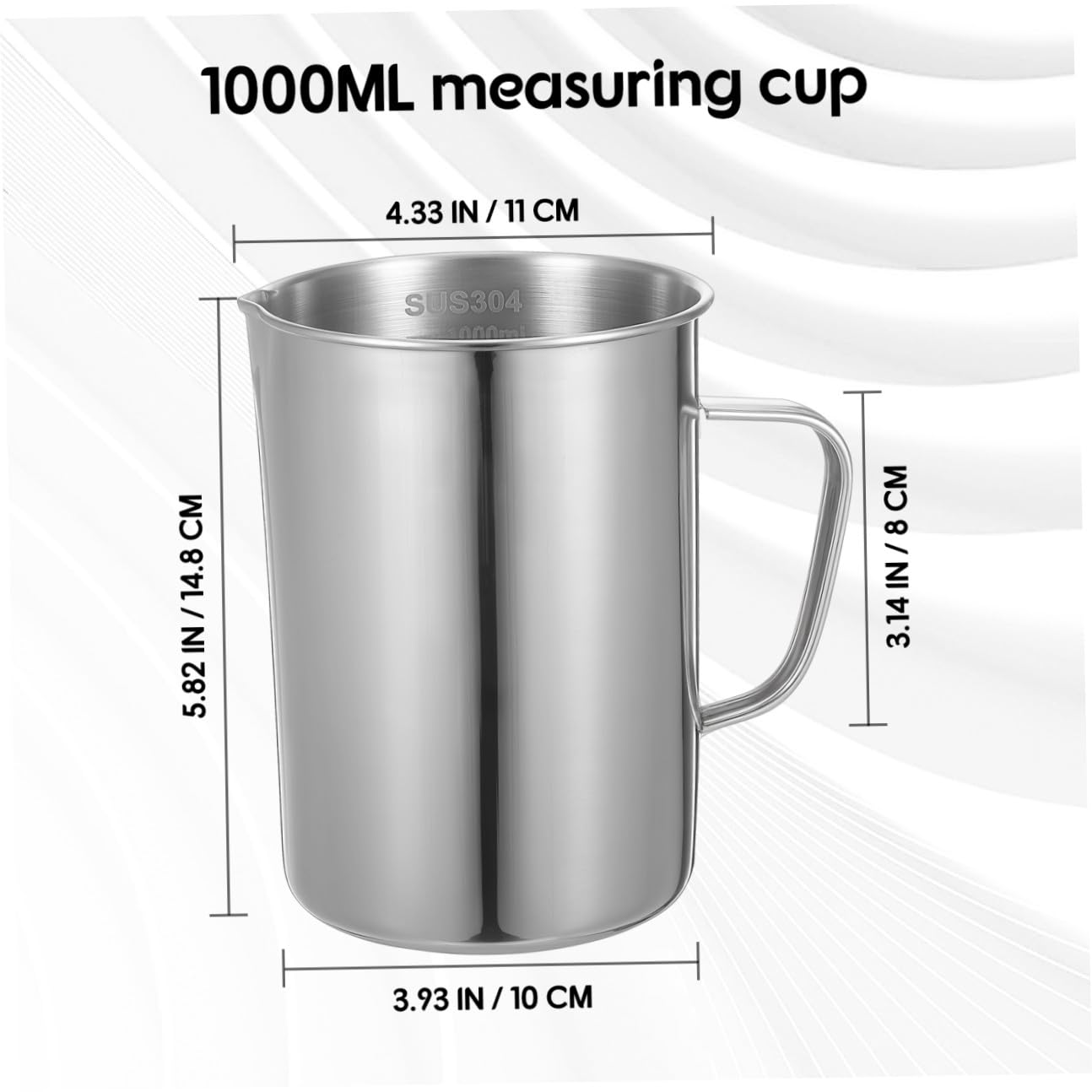 Ciieeo 2 Vasos Medidores De 1000 Ml Con Graduaciones De Acero Inoxidable Para Laboratorio Fáciles De Limpiar Y Leer.